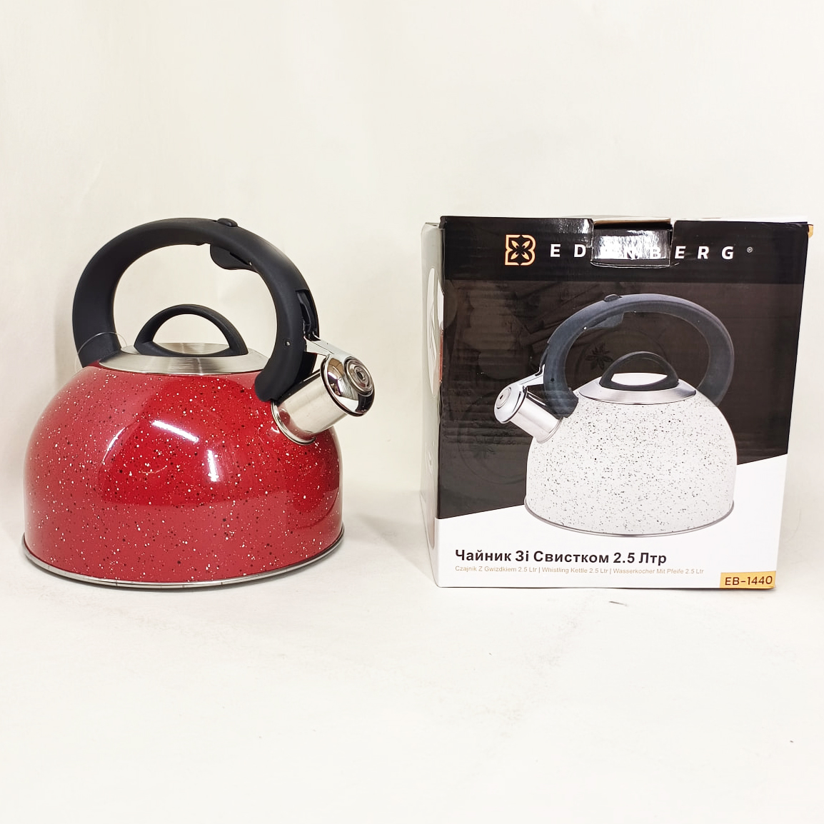 Чайник із свистком Edenberg EB-1440 з мармуровим покриттям 2,5 л Red - Зображення 6