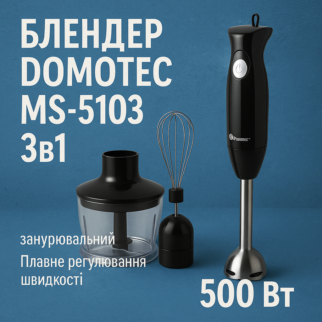 Блендер DOMOTEC MS-5103 3в1 погружной 500Вт ручной погружной блендер, электрический блендер - Зображення 44
