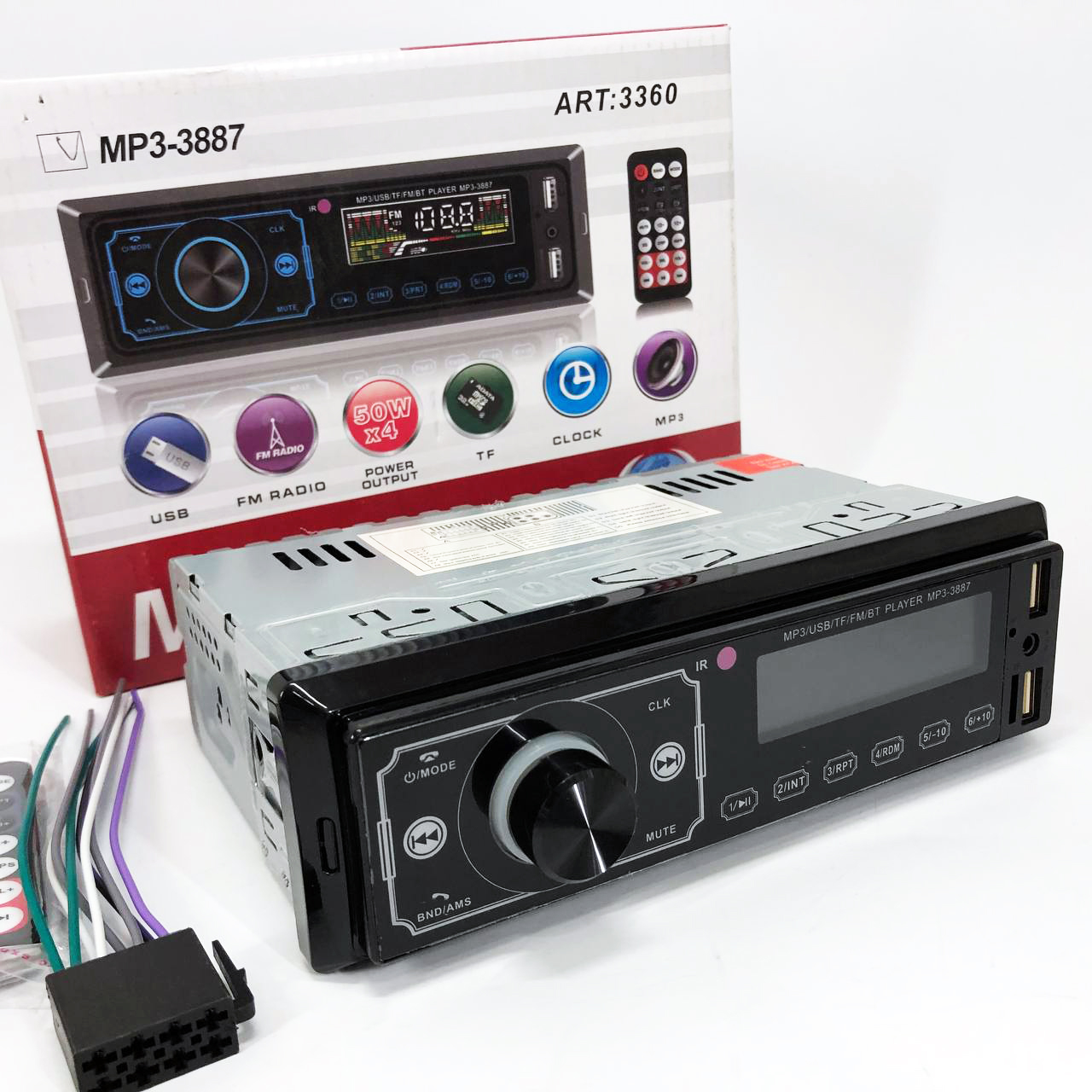 Автомагнітола MP3 3887 ISO 1DIN з сенсорним дисплеєм LED/LCD - Зображення 3