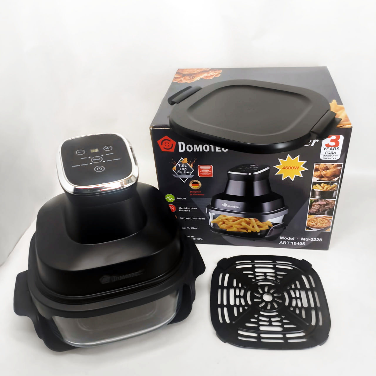 Аерофритюрниця аерогриль Domotec MS-3228 4600 Вт 7 л з LED-екраном - Зображення 3