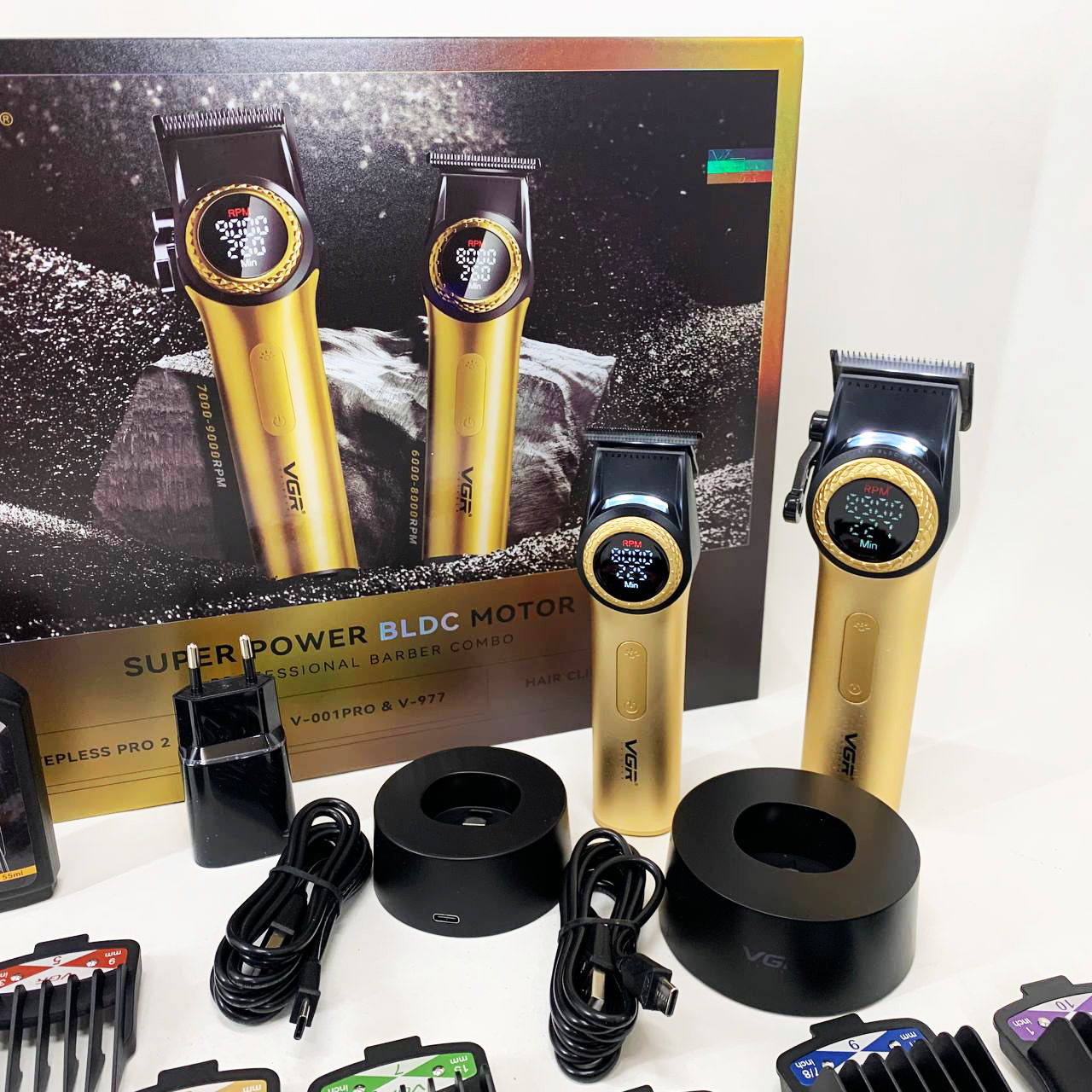 Набір VGR 2в1 V-001 V-977 GOLD для стрижки та тримання золотий - Зображення 6