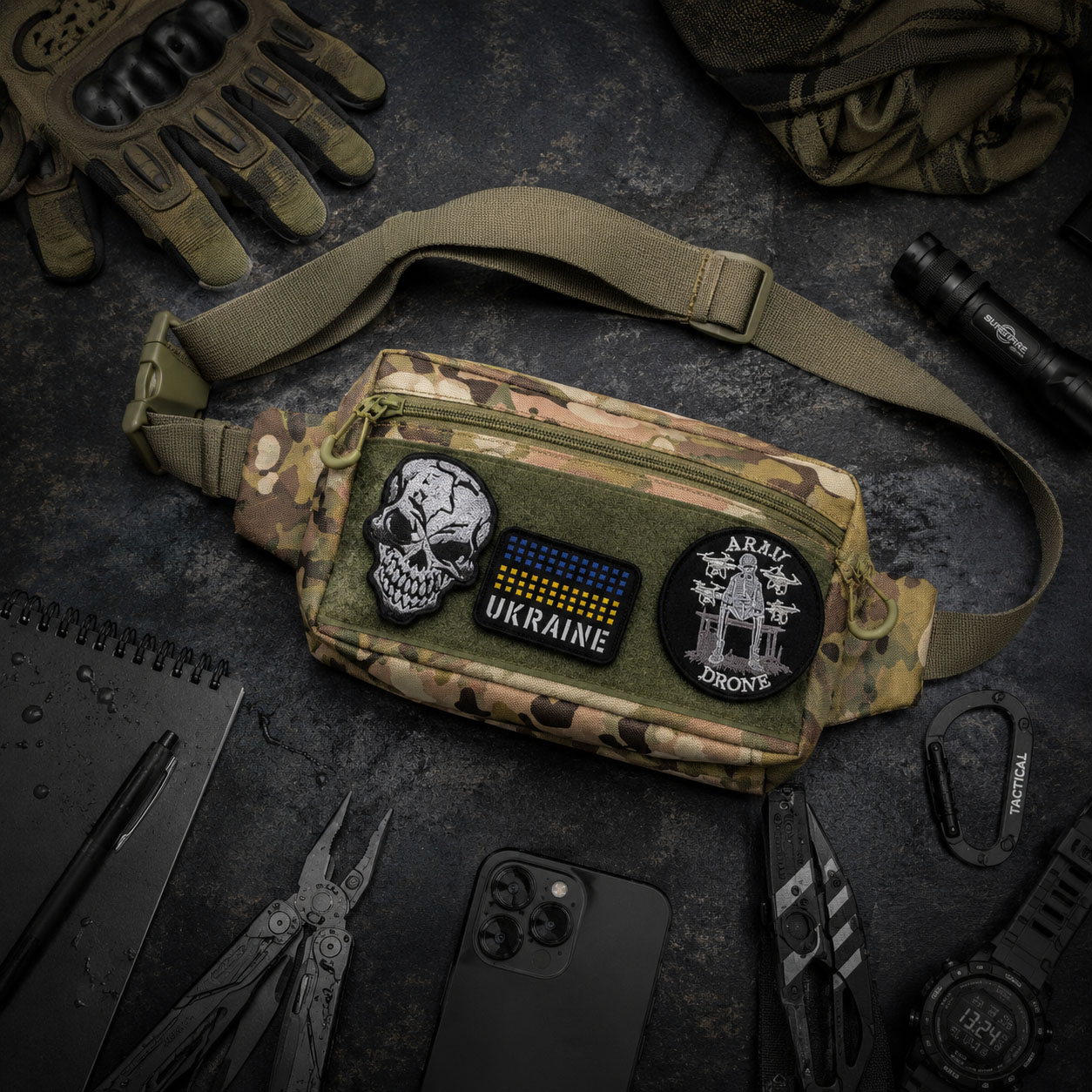 Сумка-бананка Multicam Cordura для патчів і шевронів 25×17×7 см - Зображення 2