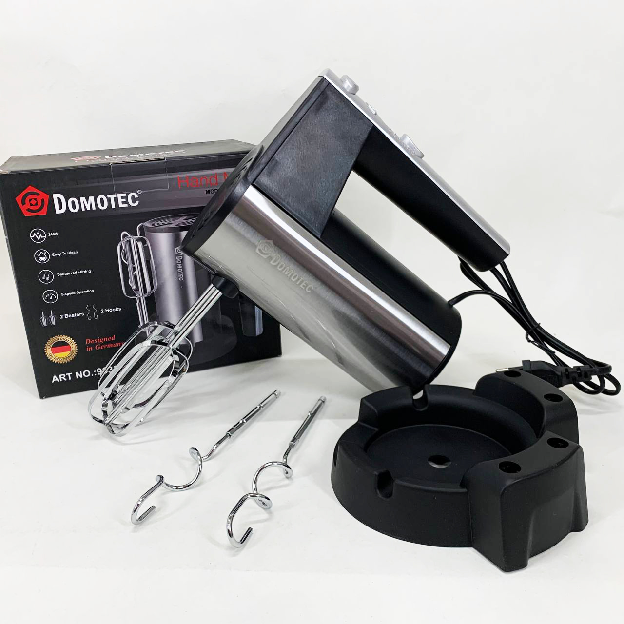 Міксер ручний DOMOTEC R6629 240 Вт 5 швидкостей із двома насадками