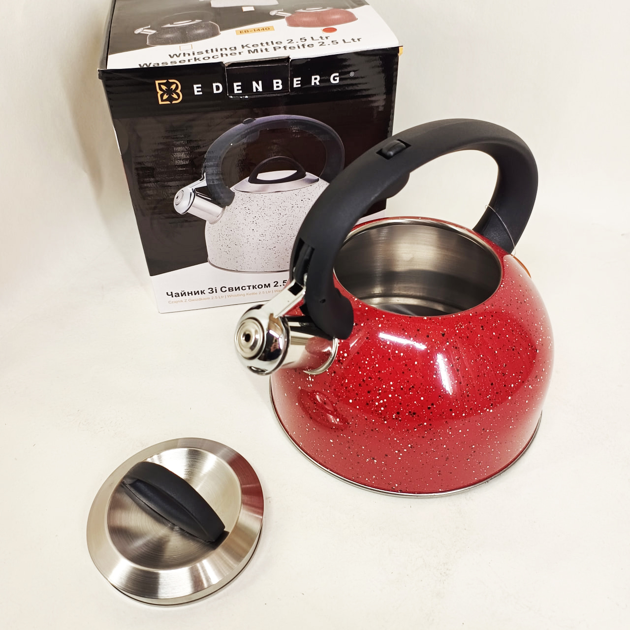 Чайник із свистком Edenberg EB-1440 з мармуровим покриттям 2,5 л Red - Зображення 2