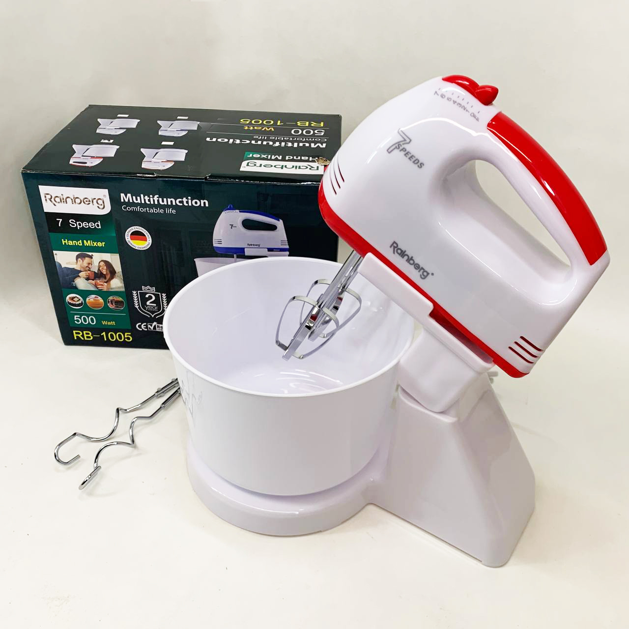 Міксер Rainberg RB-1005 7 швидкостей 500 Вт з чашею 2 л Red - Зображення 6