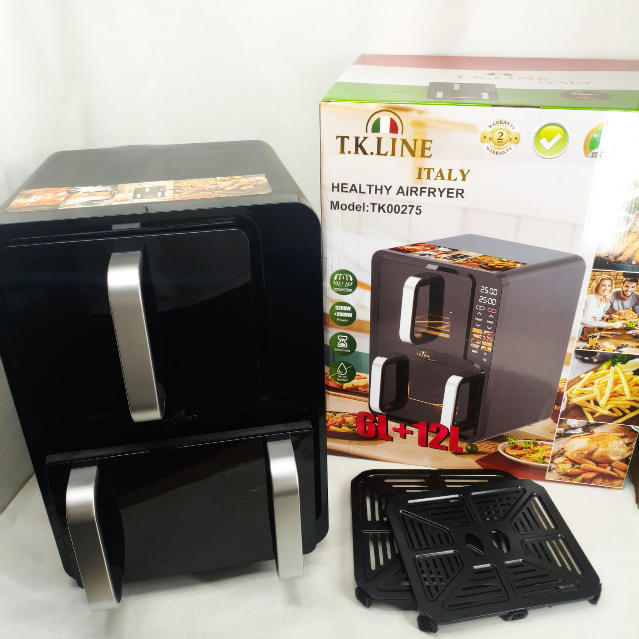 Двокамерна аерофритюрниця T.K.Line TK00275 12 л + 6 л 5200 Вт + 2000 Вт - Зображення 6