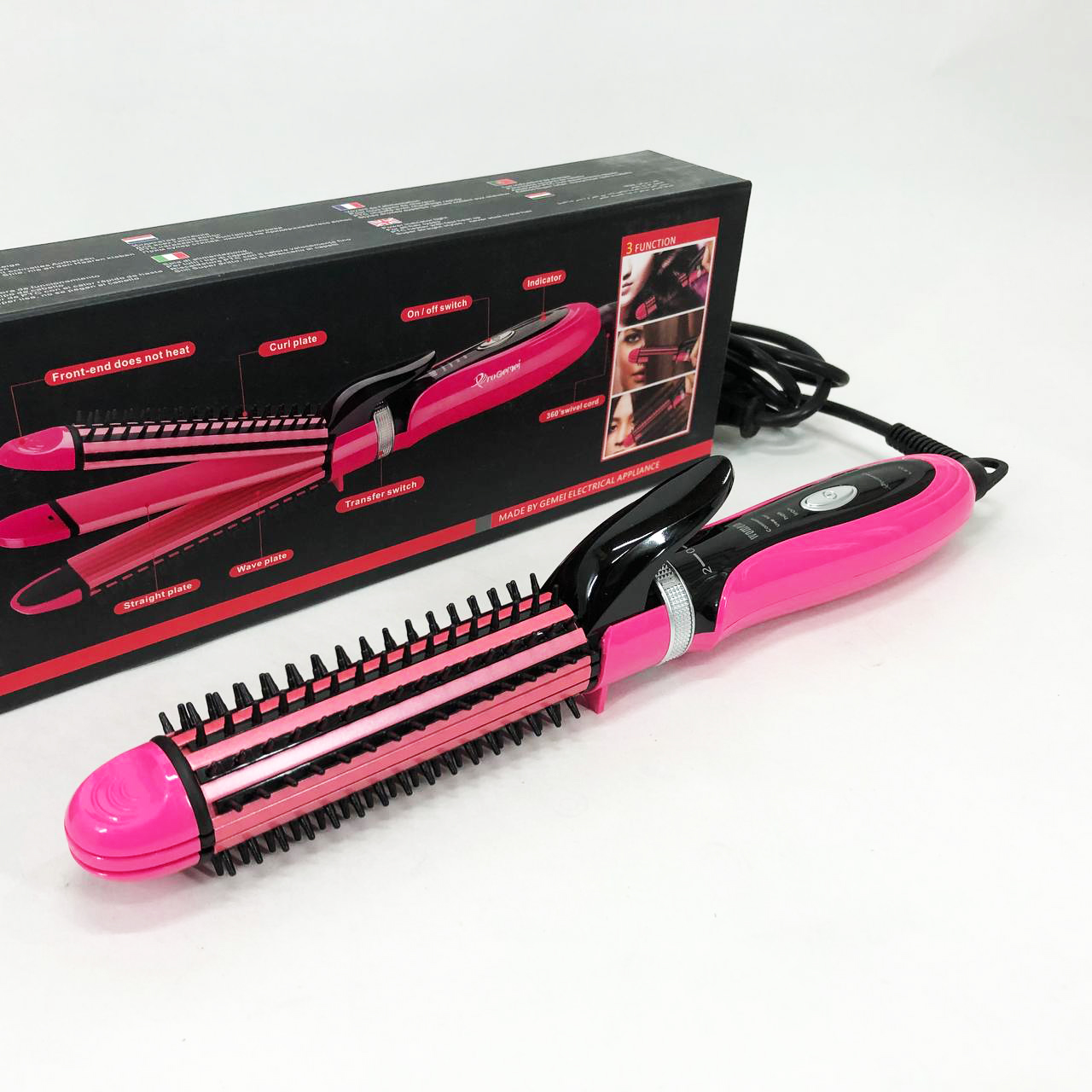 Плойка-праска 3в1 Geemy GM-2922 для завивки волосся pink