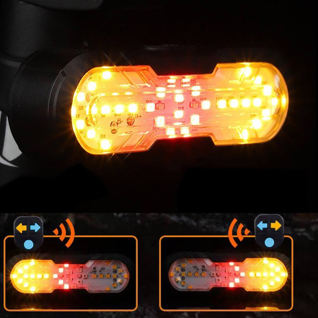 Велоліхтар CYGM-2229 STOP (red+yellow) із сигналом - Зображення 2