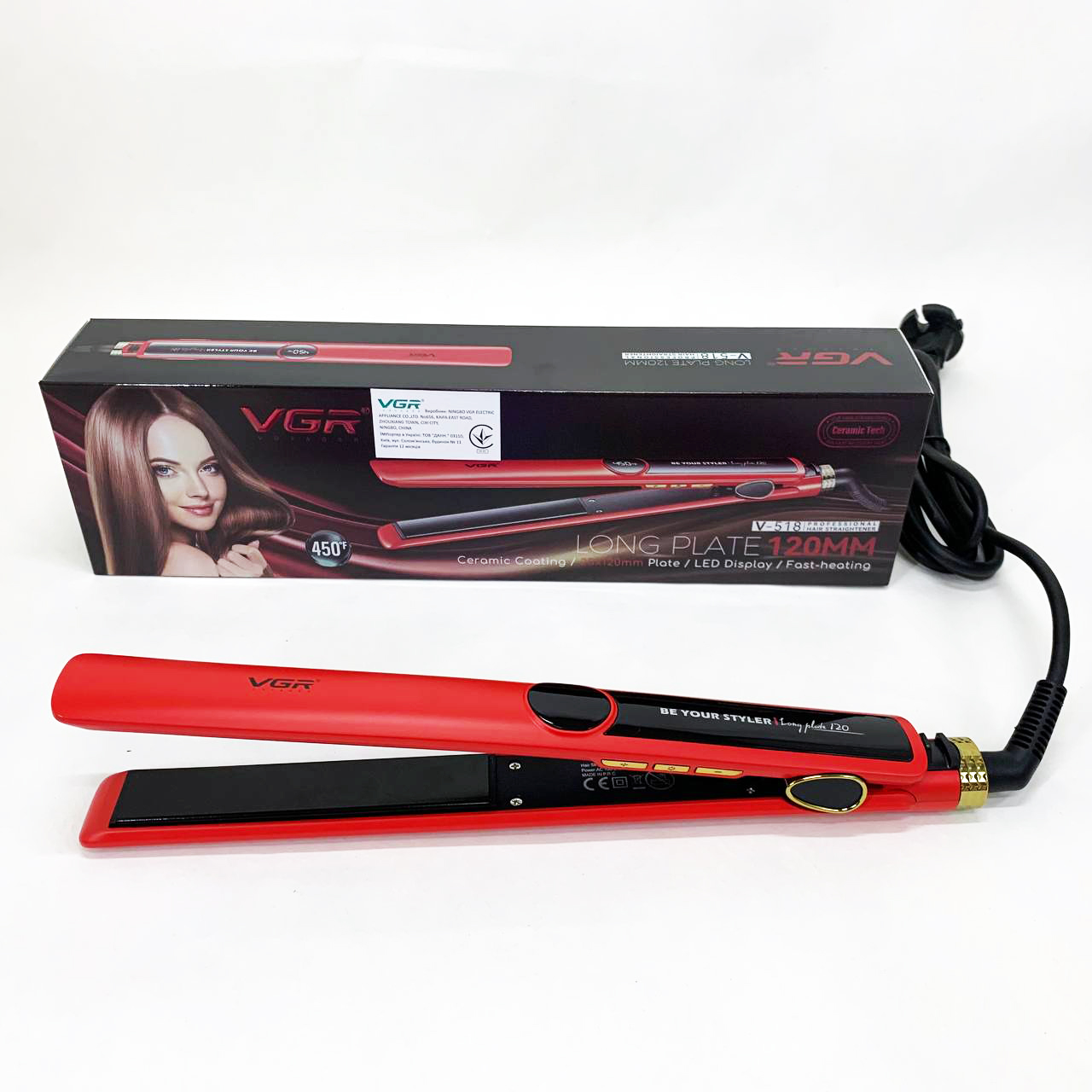 Плойка VGR V-518 RED з керамічними пластинами - Зображення 5