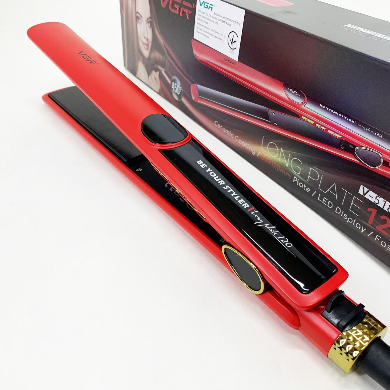 Плойка VGR V-518 RED з керамічними пластинами - Зображення 6