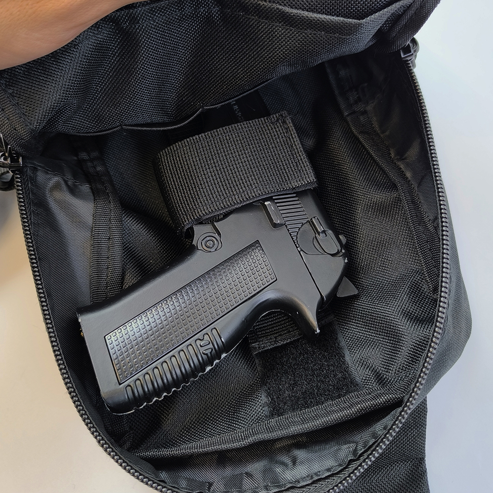 Сумка тактична чоловіча Cordura 1000D чорна з кобурою 6 кишень - Зображення 3
