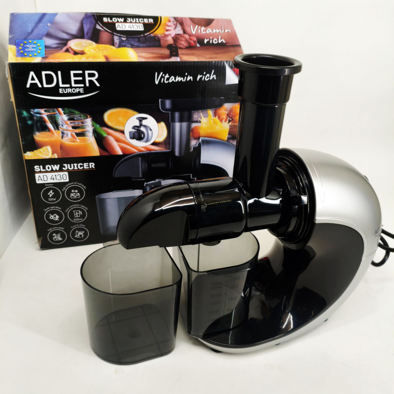 Соковитискач шнековий Adler AD 4130 150 Вт для цитрусових фруктів та овочів - Зображення 2
