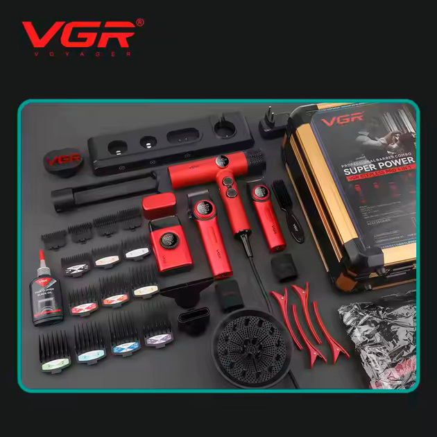 Набір VGR STEPLERSS RPO 4в1 RED для стрижки і бритьби - Зображення 3