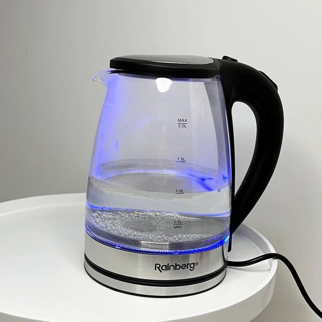 Електричний скляний чайник Rainberg RB-2250 з LED підсвічуванням 2200 Вт 1,8 л - Зображення 3