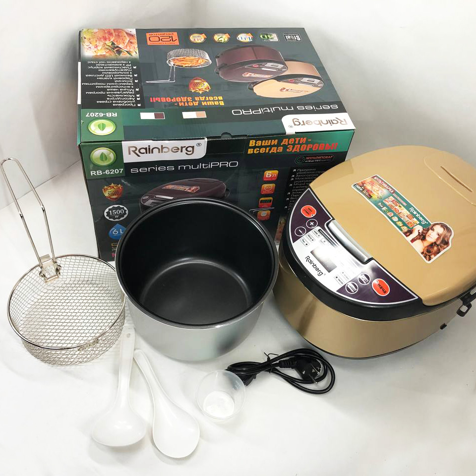 Мультиварка Rainberg RB-6207 6 л 1500 Вт з фритюрницею 12 програм Beige - Зображення 2