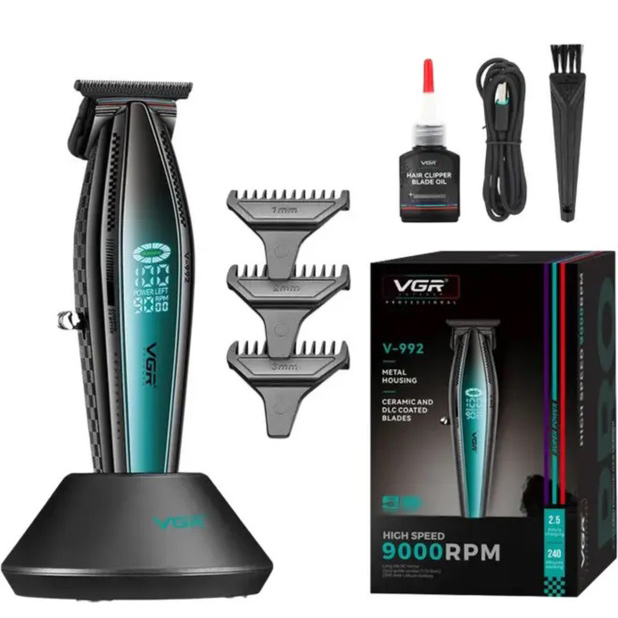 Машинка для стрижки волосся XPRO VGR V-992 GREEN з насадками 1 2 3 мм