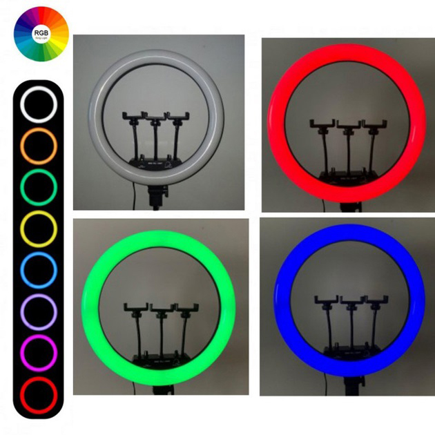 Кільцева LED-лампа RGB MJ45 45 см з тримачем для телефону та пультом - Зображення 4
