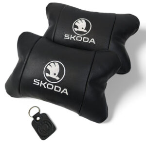 Автомобільна подушка на підголівник Skoda / Шкода з натуральною шкірою 2 штуки