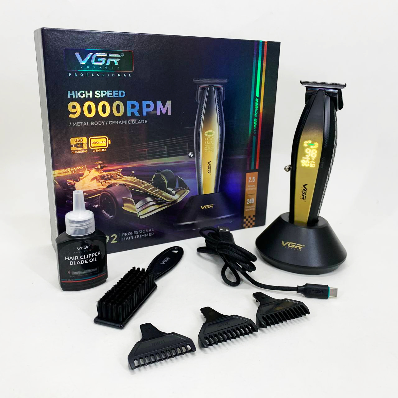 Машинка для стрижки волосся XPRO VGR V-992 GOLD з насадками 1 2 3 мм - Зображення 4