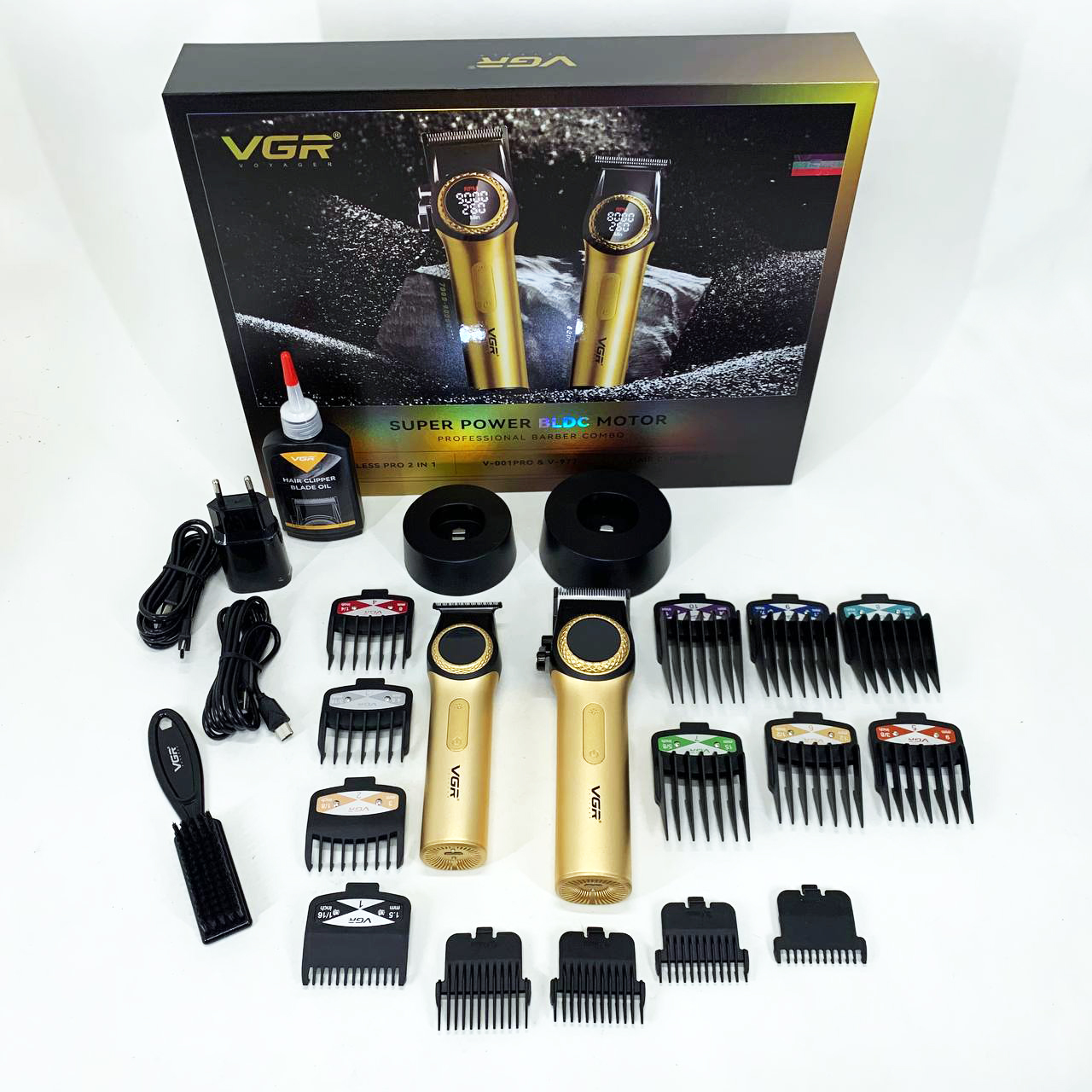 Набір VGR 2в1 V-001 V-977 GOLD для стрижки та тримання золотий - Зображення 4