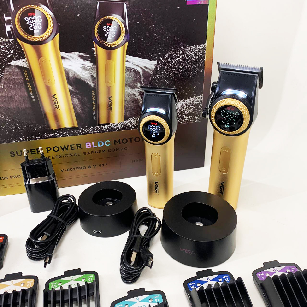 Набір VGR 2в1 V-001 V-977 GOLD для стрижки та тримання золотий - Зображення 2