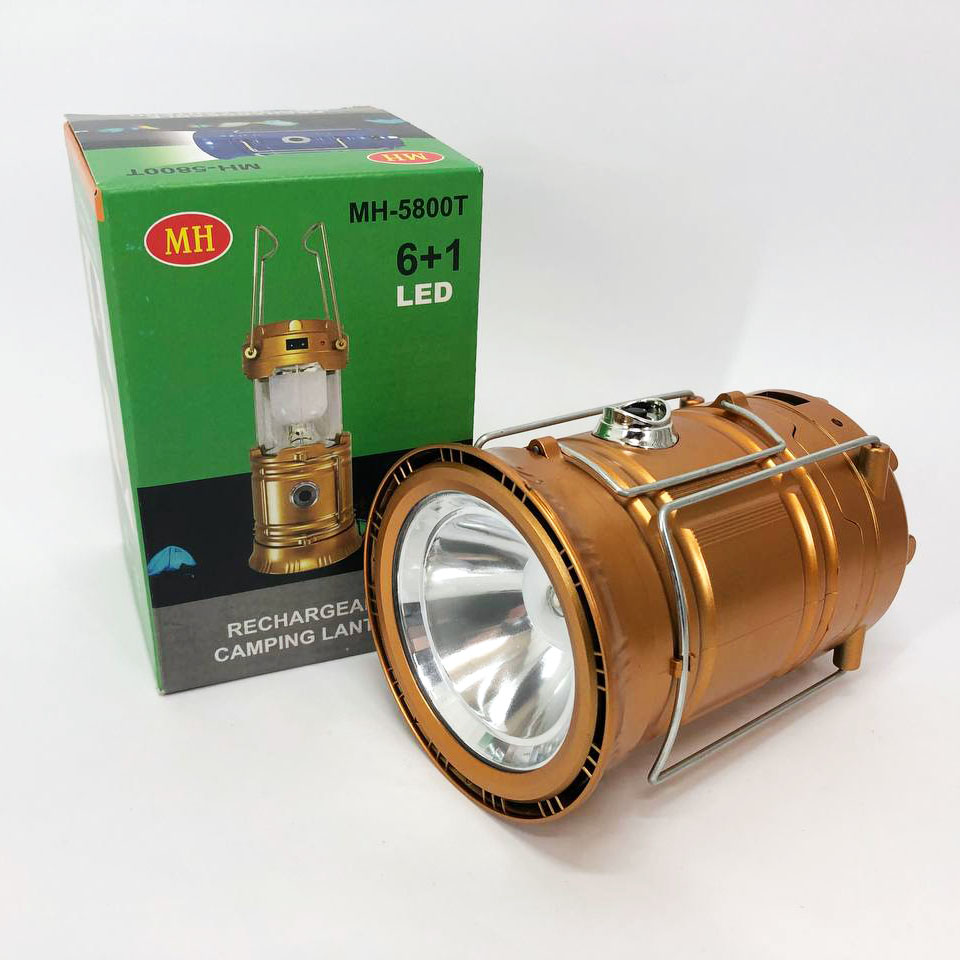 Туристична лампа на сонячній батареї CAMPING MH-5800T з 6+1 LED-світлодіодами коричневого кольору - Зображення 5