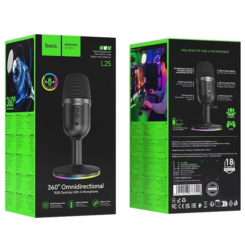 Мікрофон всеспрямований для геймінгу Hoco L25 Bright USB - Зображення 2