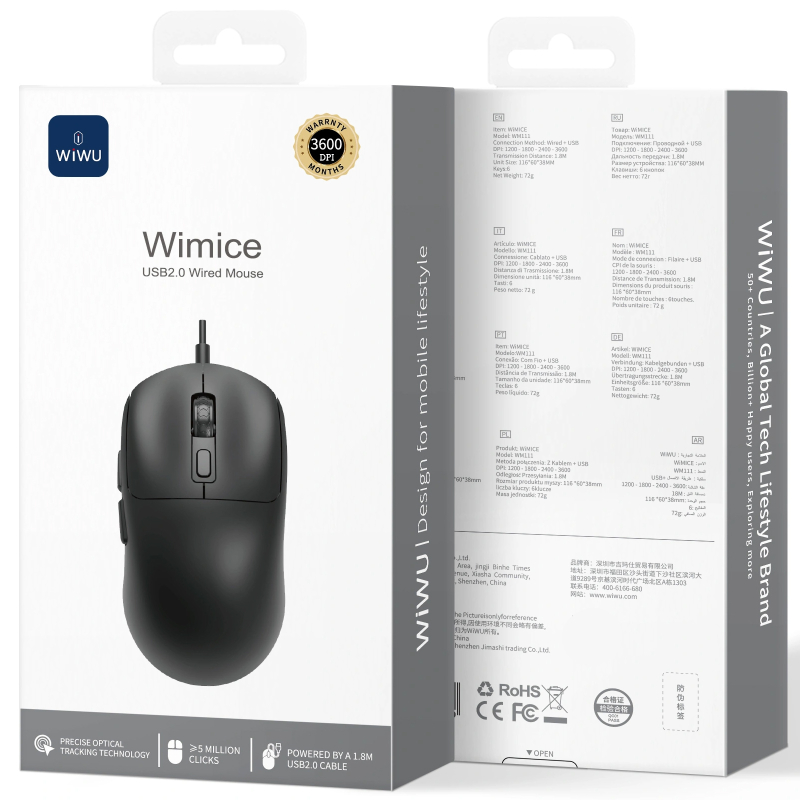 Миша дротова WIWU WM111 Wired Mouse - Зображення 2