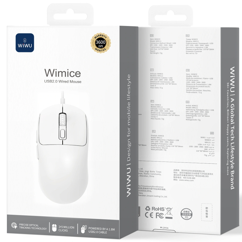 Миша дротова WIWU WM111 Wired Mouse - Зображення 2