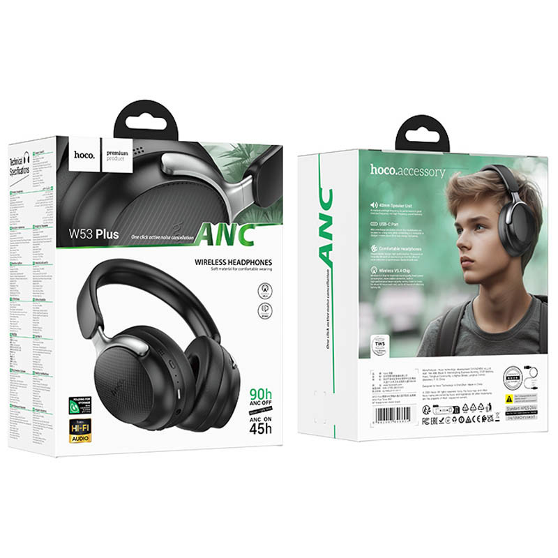 Накладні бездротові навушники Hoco W53 Plus Tone ANC - Зображення 5