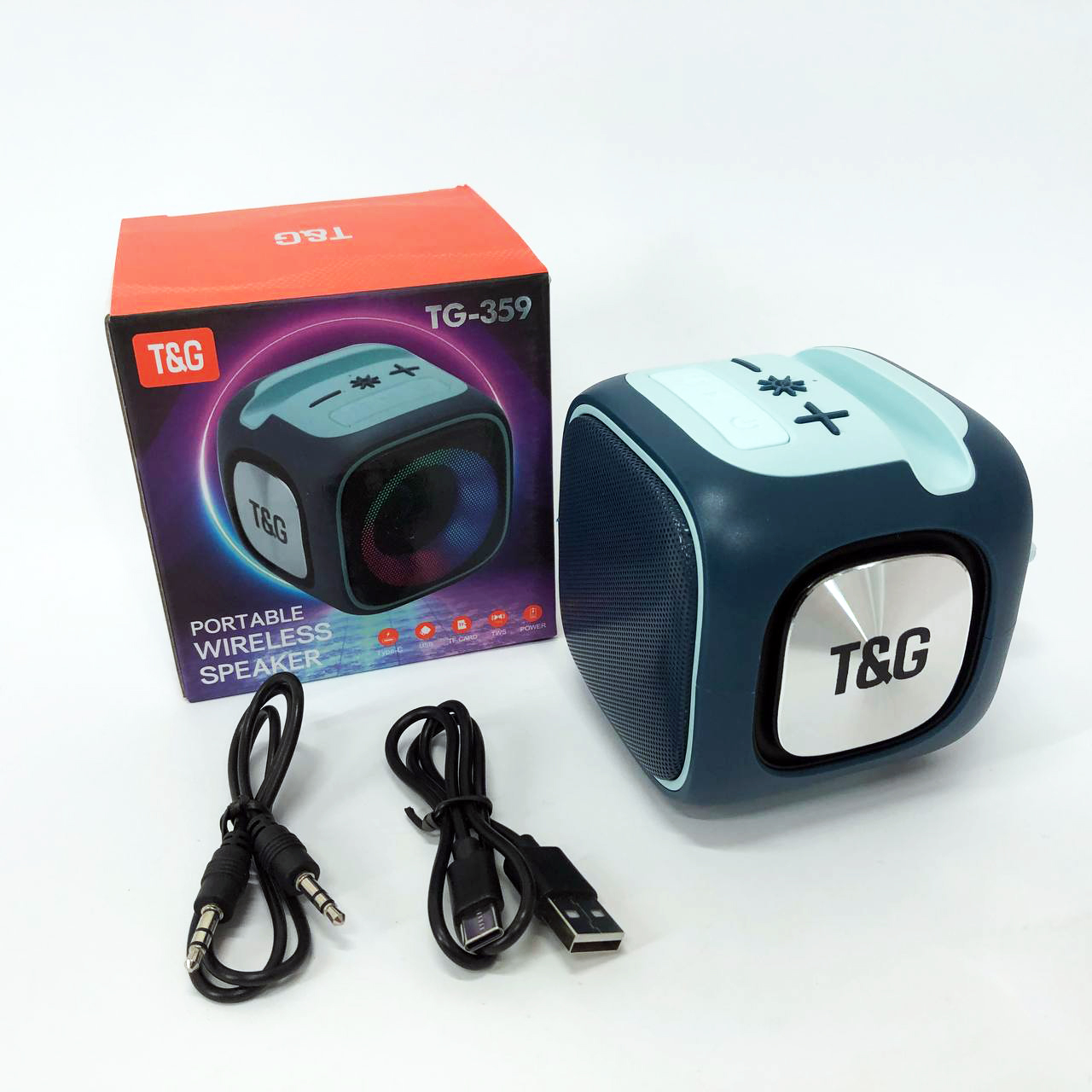 Портативна Bluetooth колонка TG359 7 Вт синє RGB-підсвічування - Зображення 2