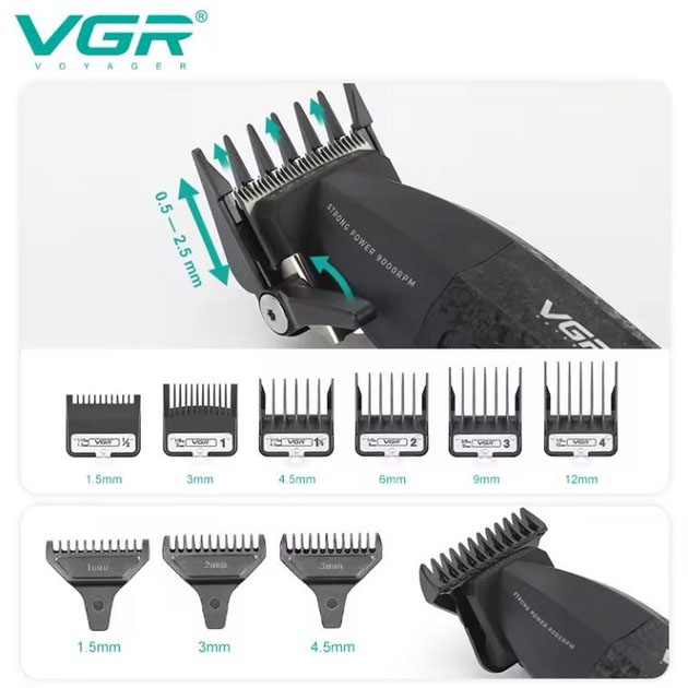 Набір для стрижки VGR V-640 акумуляторний Barber Combo PREMIUM чорного кольору - Зображення 4