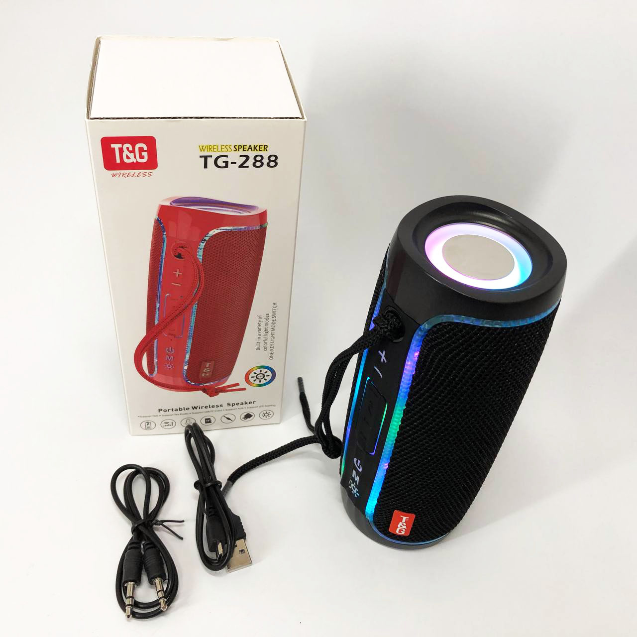 Портативна колонка Bluetooth TG288 з LED-підсвічуванням чорного кольору - Зображення 2