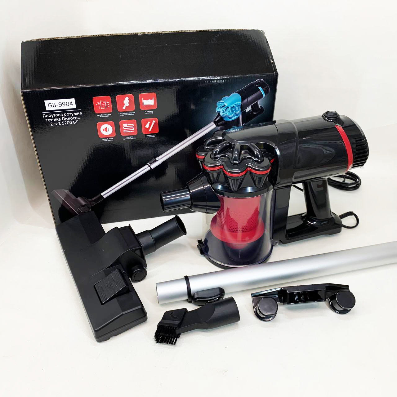 Пилосос вертикальний GOLDBERG GB-9904 5200 Вт циклонного типу Red
