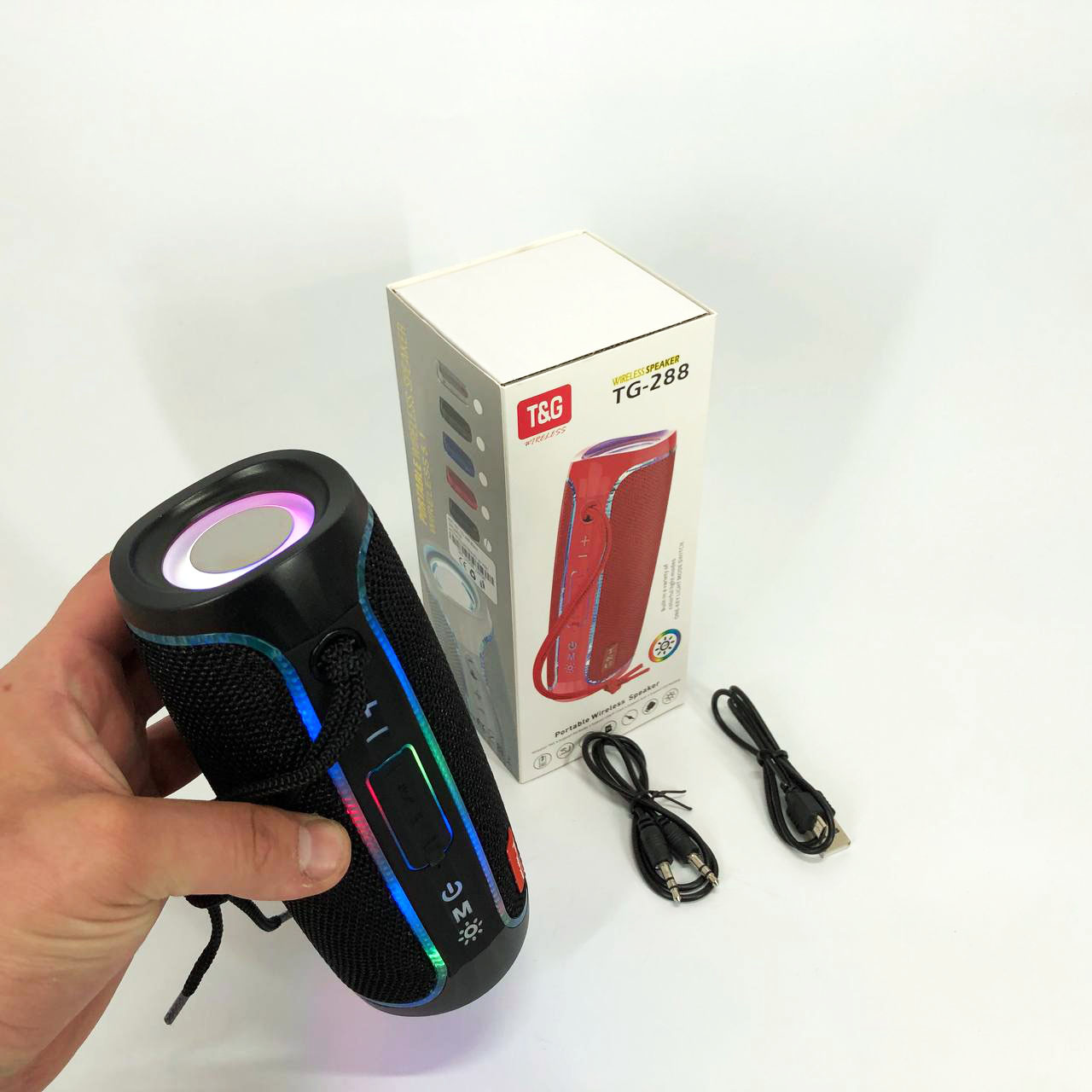 Портативна колонка Bluetooth TG288 з LED-підсвічуванням чорного кольору - Зображення 6