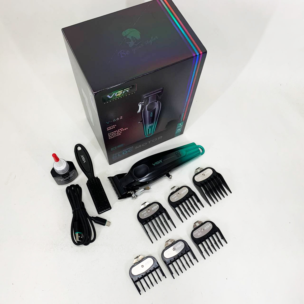 Акумуляторна машинка для стрижки VGR V-662 зелена - Зображення 4