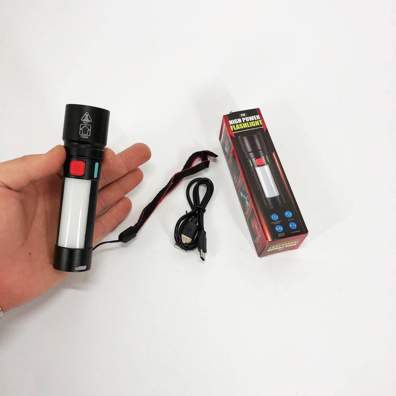 Пошуковий ліхтар із зумом білого та червоного світла USB-C - Зображення 3