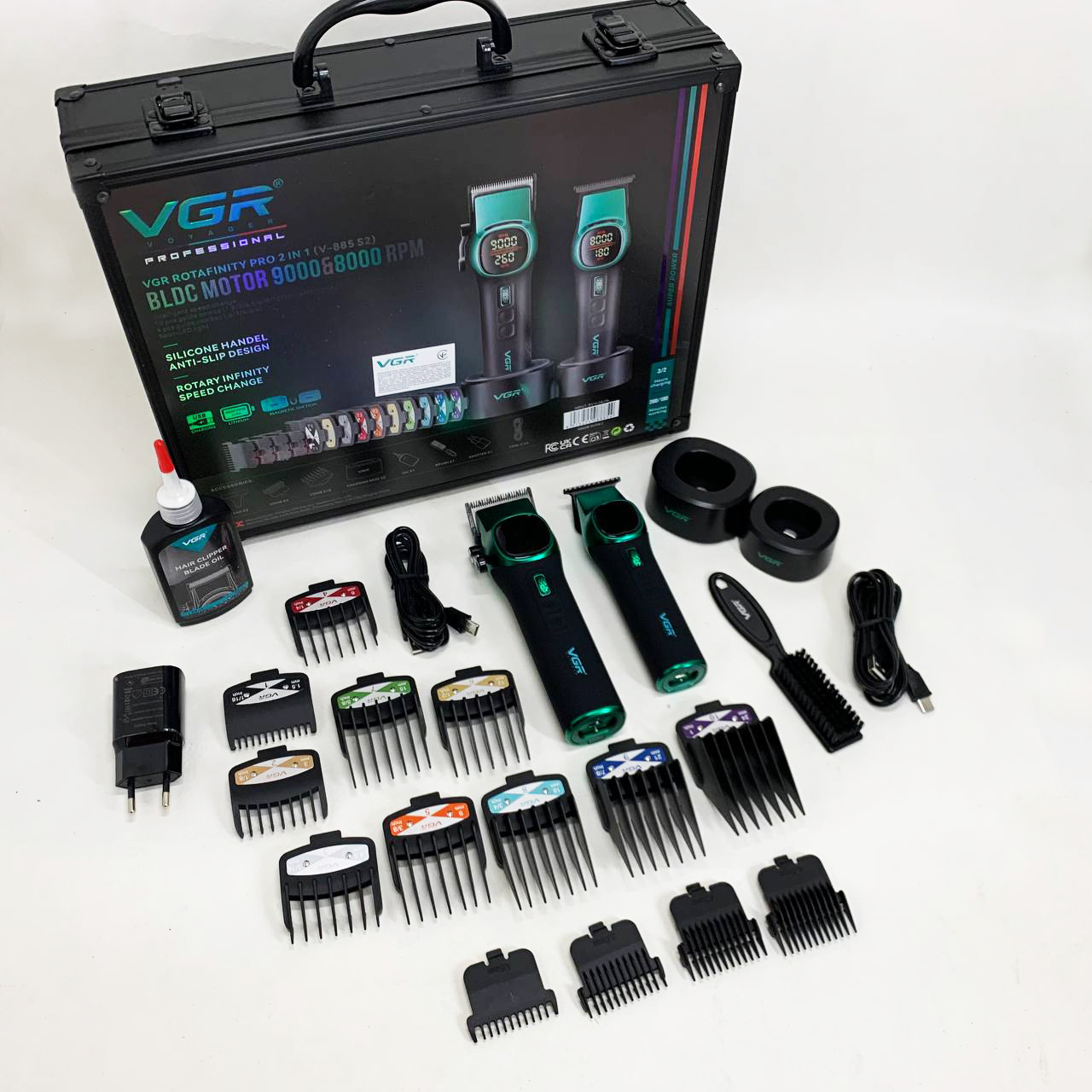 Акумуляторна машинка V-885 S2 GREEN для стрижки і тримання волосся - Зображення 4