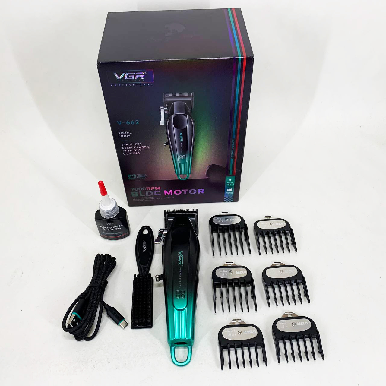 Акумуляторна машинка для стрижки VGR V-662 зелена - Зображення 5