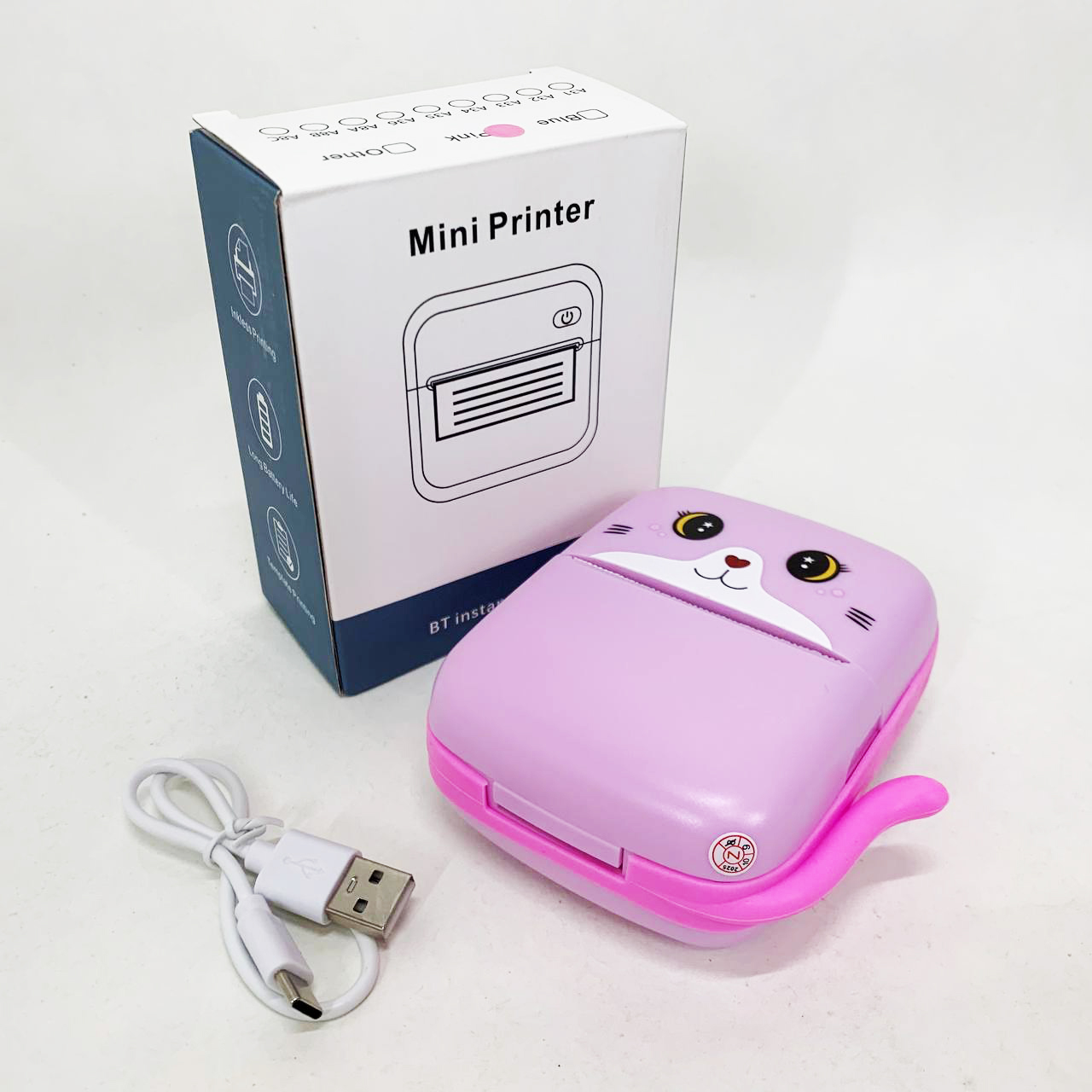 Портативний дитячий термопринтер з Bluetooth A8 Cat міні принтер для телефону Pink - Зображення 5