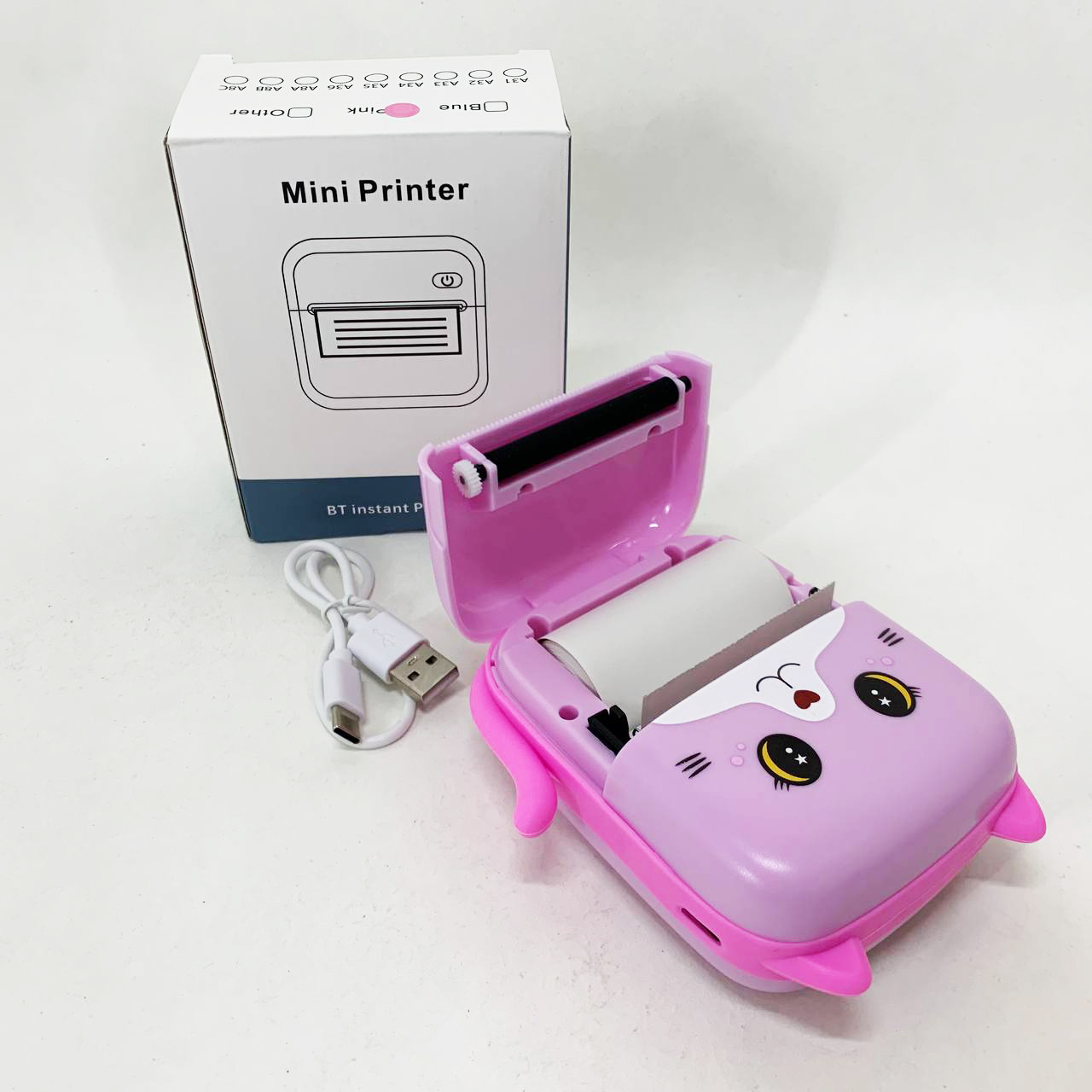 Портативний дитячий термопринтер з Bluetooth A8 Cat міні принтер для телефону Pink - Зображення 4