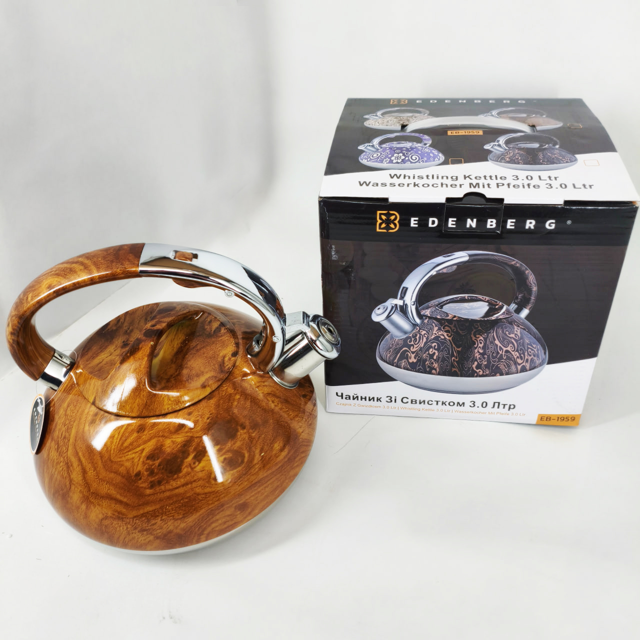 Чайник зі свистком Edenberg EB-1959 3 л з капсульним дном Brown - Зображення 4