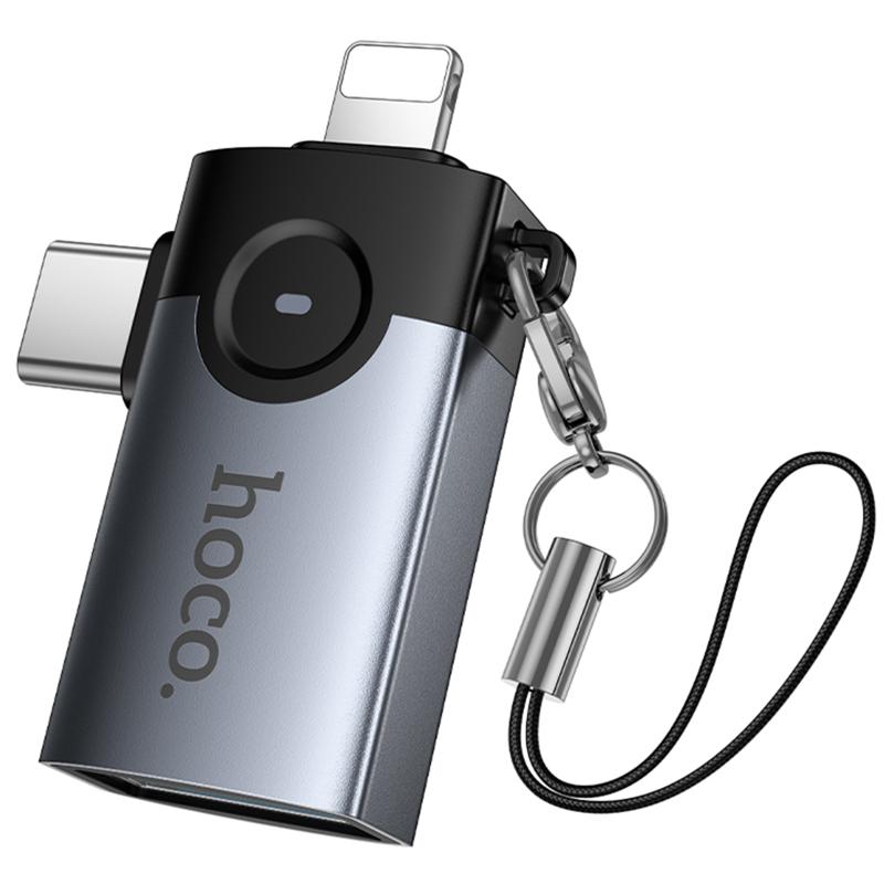Перехідник Hoco UA46D OTG 2in1 Lightning male/Type-C male to USB female - Зображення 4