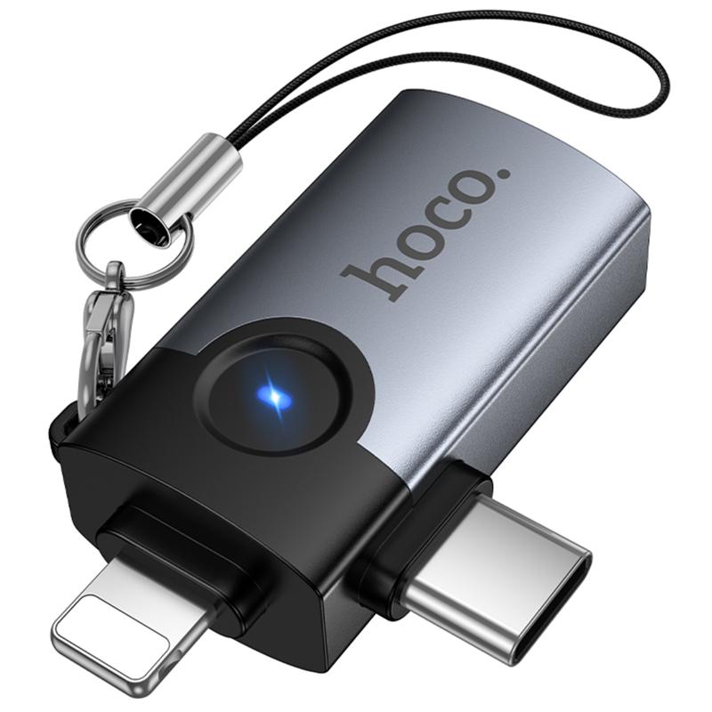 Перехідник Hoco UA46D OTG 2in1 Lightning male/Type-C male to USB female - Зображення 5