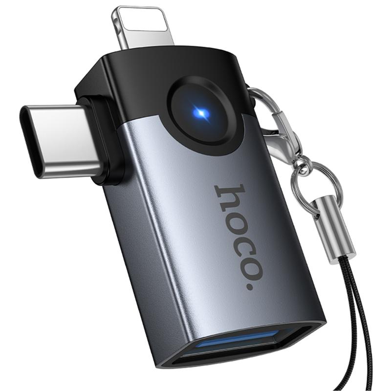 Перехідник Hoco UA46D OTG 2in1 Lightning male/Type-C male to USB female - Зображення 6