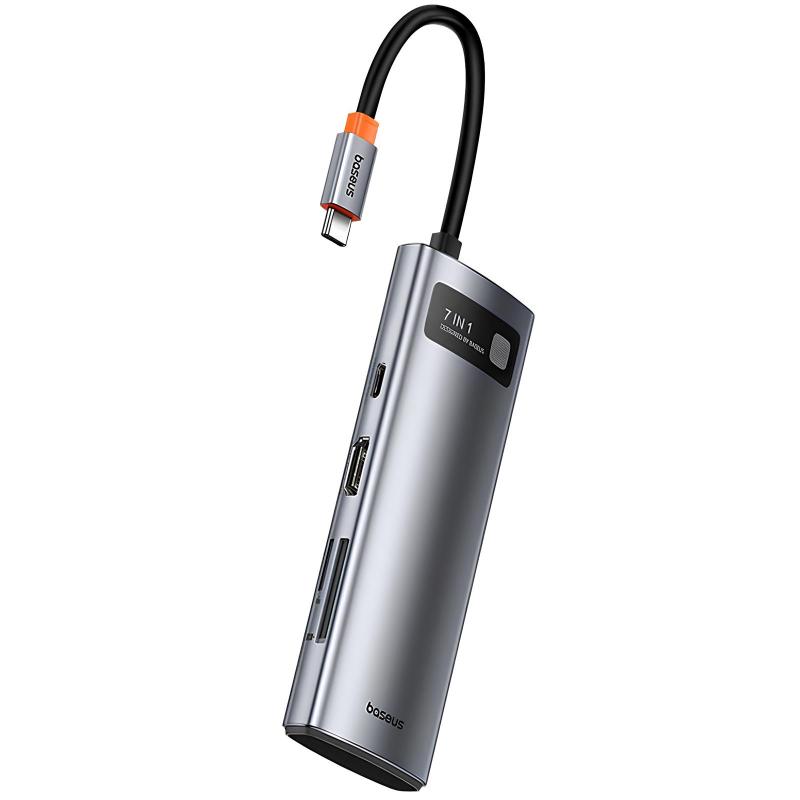 Перехідник HUB Baseus Metal Gleam Series 7-Port Clarity (Type-C to HDMI+USB3.0*3+PD+SD/TF) (B000307) - Зображення 3