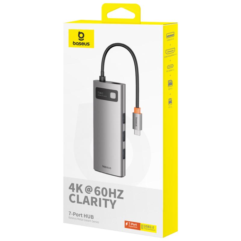 Перехідник HUB Baseus Metal Gleam Series 7-Port Clarity (Type-C to HDMI+USB3.0*3+PD+SD/TF) (B000307) - Зображення 5