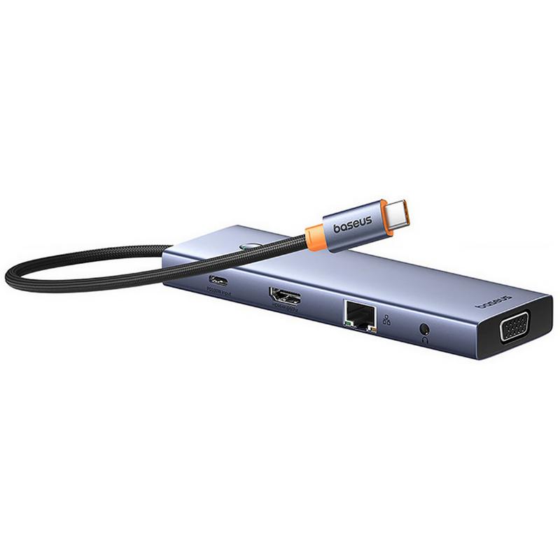 Перехідник HUB Baseus UltraJoy 10-Port (Type-C to HDMI+VGA+USB3.0*3+PD+RJ45+SD/TF3+3.5mm) (80C8) - Зображення 3