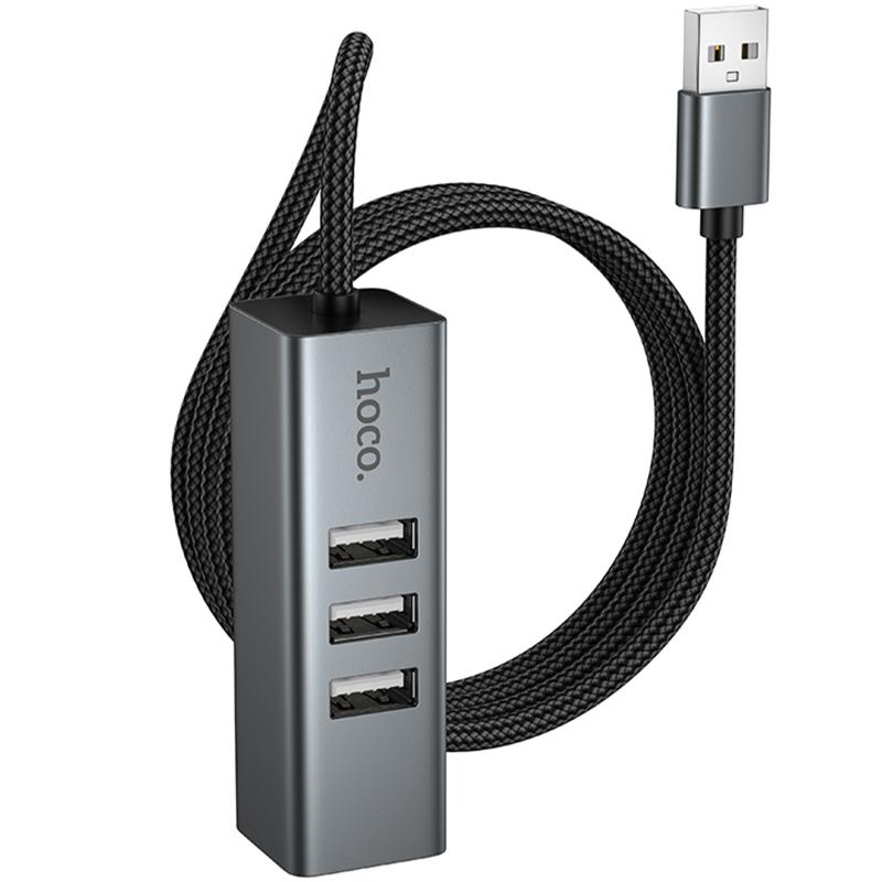 Перехідник HUB Hoco HB1D USB to USB2.0*3+RJ45 - Зображення 4