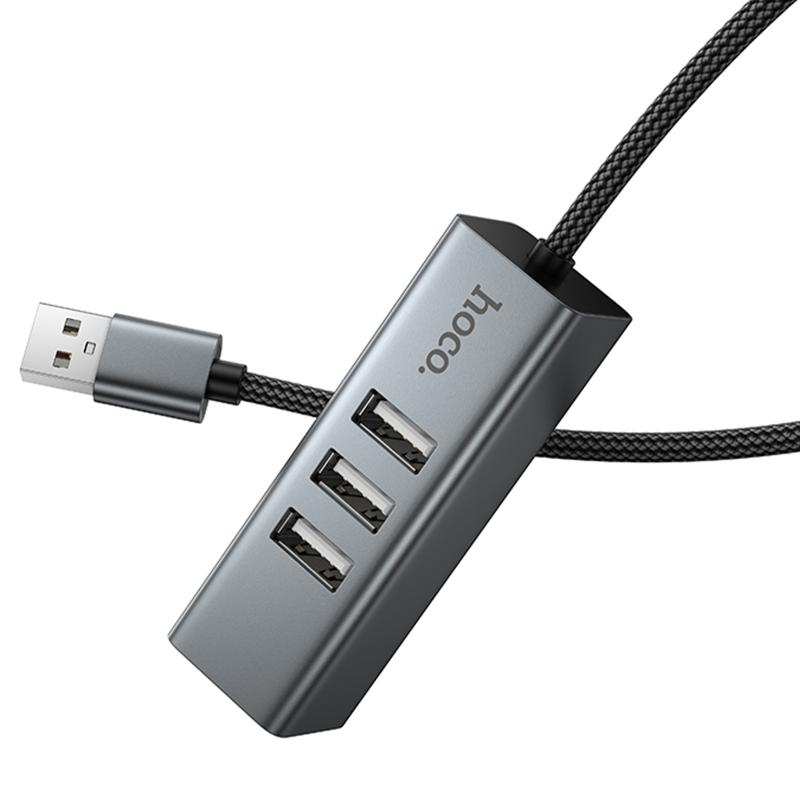 Перехідник HUB Hoco HB1D USB to USB2.0*3+RJ45 - Зображення 5